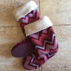 Faux Fur Knit Calf High Chevron Patterned Boot